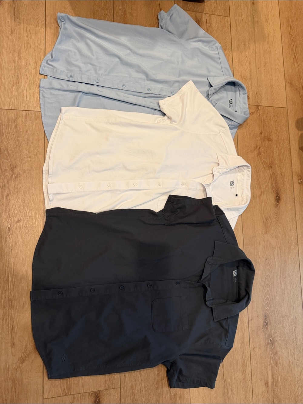 Set of 3 Men's Short Sleeve Shirt - Black, White & Light Blue